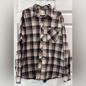 Ruff Hewn Long Sleeve Plaid Button Front Shirt XXL Western Rodeo Cowboy Grunge